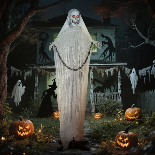 Halloween Dekoration Grim Reaper 70x16x183 cm grå