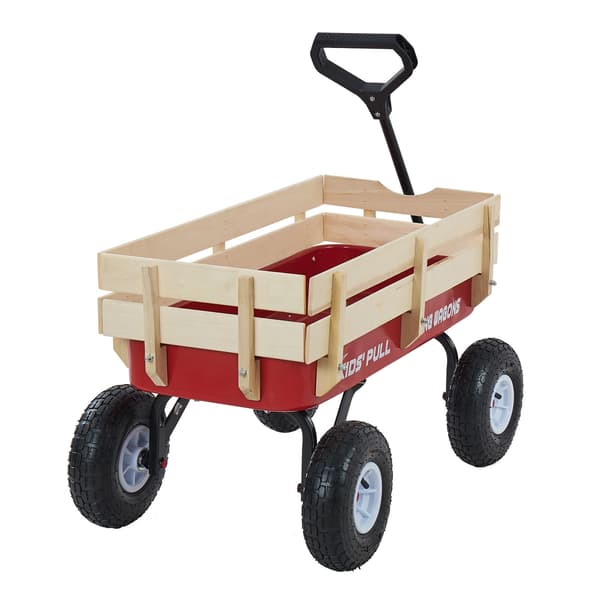 Dragvagn, 102x53x52 cm, Röd, Träpaneler