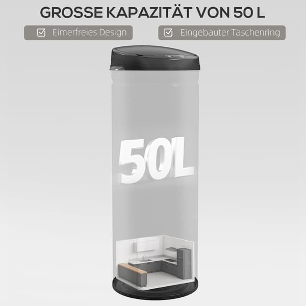 Sensor affaldsspand 30,5x30,5x85 cm Sort rustfrit stål