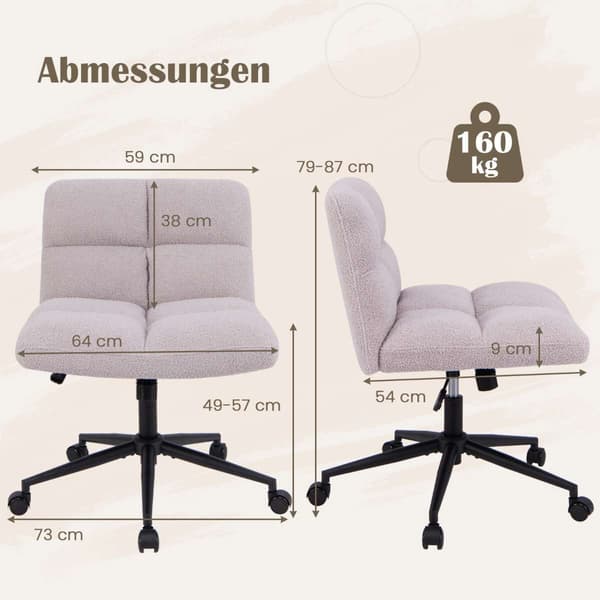 Kontorstol, 74×69×80 cm, Beige