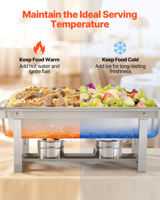 Chafing Dish Sæt, 4 stk., 61,5x34,5x32,5 cm, Rustfrit Stål