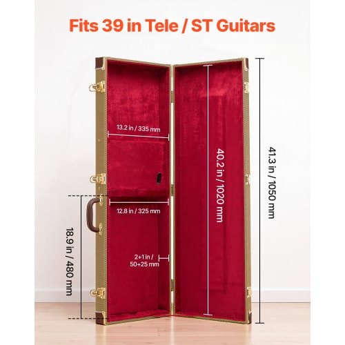 Elektrisk gitarr hårt fodral 105x35x12 cm gul