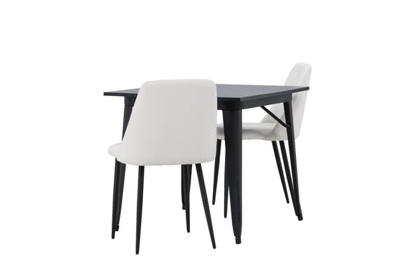Spisebord og stol sæt Tempe 80x80 cm sort MDF PU