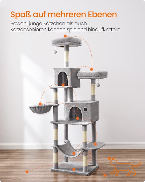 Kattetræ 110x67x196 cm Hvid Spånplade