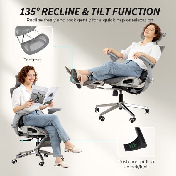 Ergonomisk kontorstol 67x74x113–132 cm grå