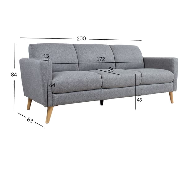 Soffa KAILI 200x83x84 cm grå
