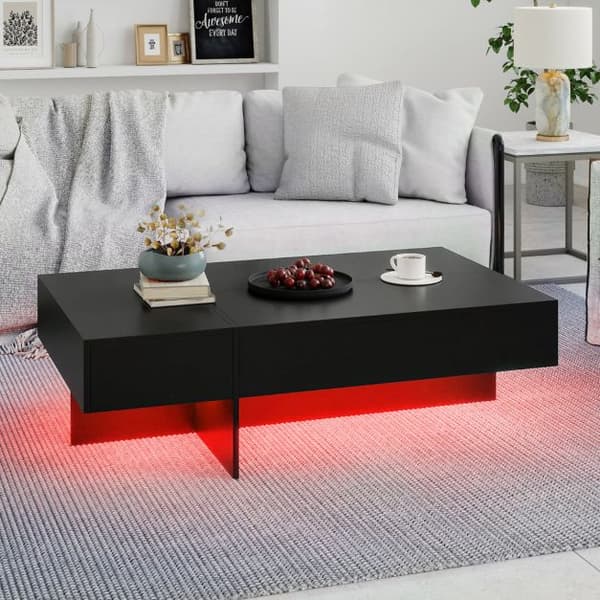 Sofabord med 3 skuffer 120x70x35 cm sort