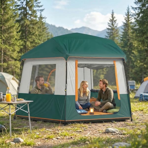 Campingtelt 350x350x205 cm Grøn Polyester