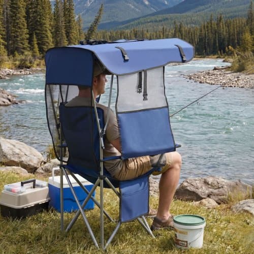 Campingstol 88x89x131 cm Blå Foldbar