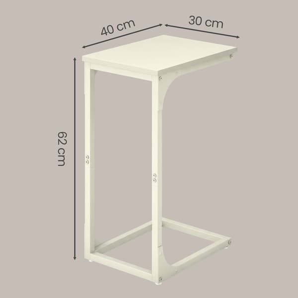 Sidebord C-form 30x40x62 cm Hvit