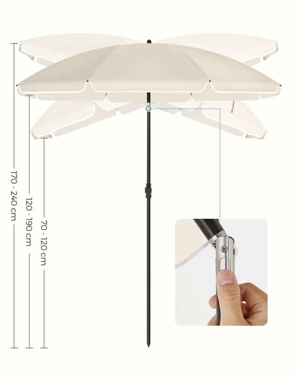 Strandparasol, 200x230 cm, Beige