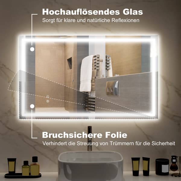 Badrumsspegel LED 100x60x3 cm Silver
