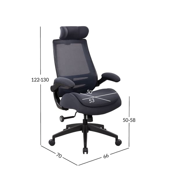 Kontorstol Danica 66x70x122–130 cm Mørkegrå/Sort