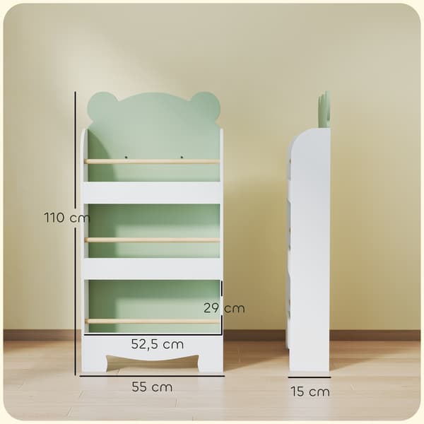 Børnehylde 55x15x110 cm Grøn MDF