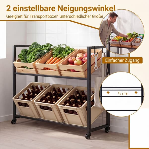 Drink Crate Rack 2-niveau 103x30,5x88,4 cm sort