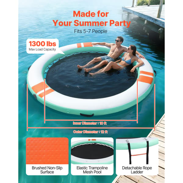 Flydende Dock 366x366x15 cm Hvid Vandplatform