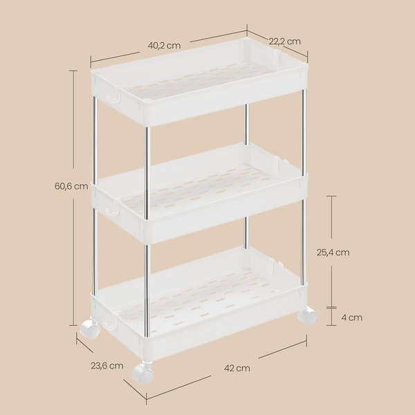Rullvagn 40x22x60 cm Vit Plast