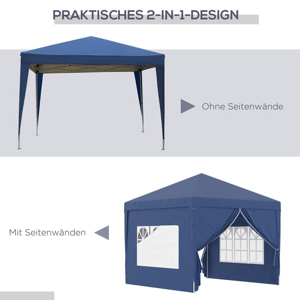 Pavillon med 4 sider 295x295x258 cm blå