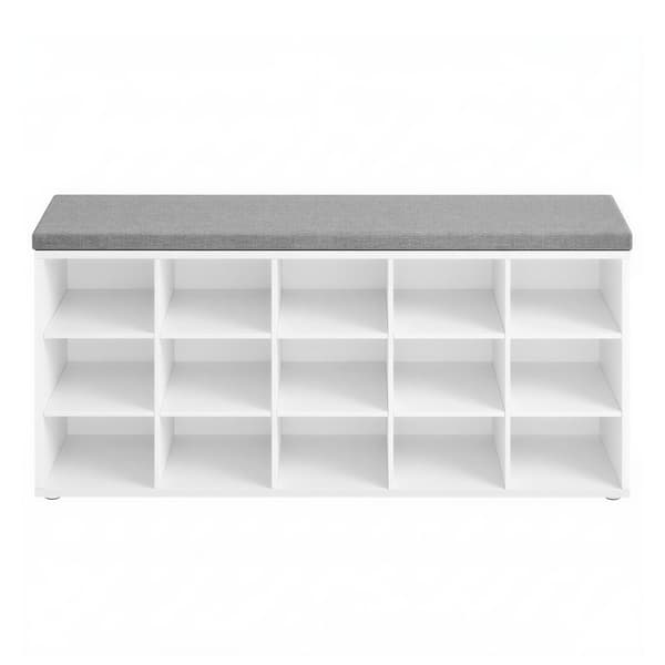 Skobenk 105x30x48 cm Hvit-Grå Oppbevaring
