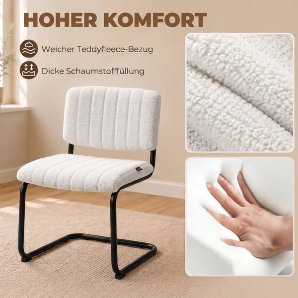 Spisestuestole Sæt med 2 48x55x76 cm creme