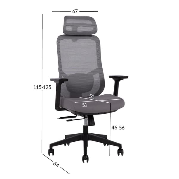 Kontorstol Ally Grå, ergonomisk