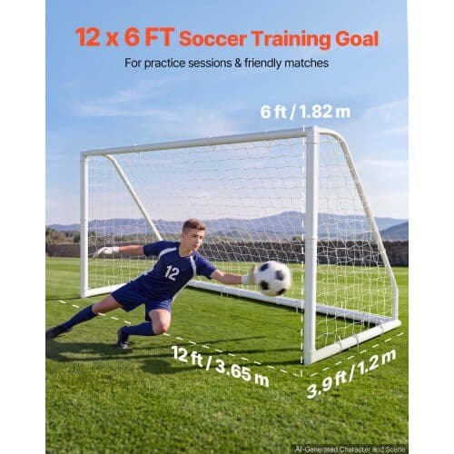 Fodboldmål sæt 365x182 cm hvid