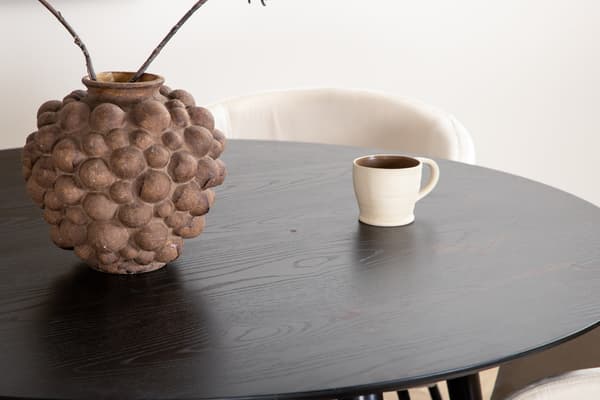 Spisebord og stol sæt 115 cm sort beige fløjl