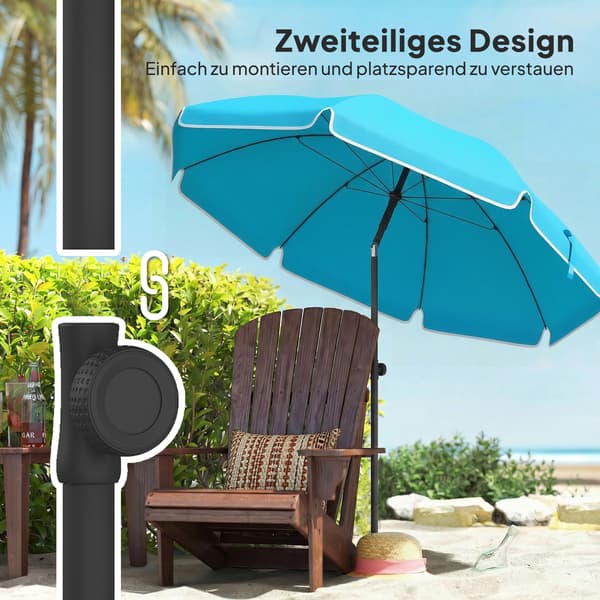Strandparasol 150x185 cm Blå foldbar justerbar