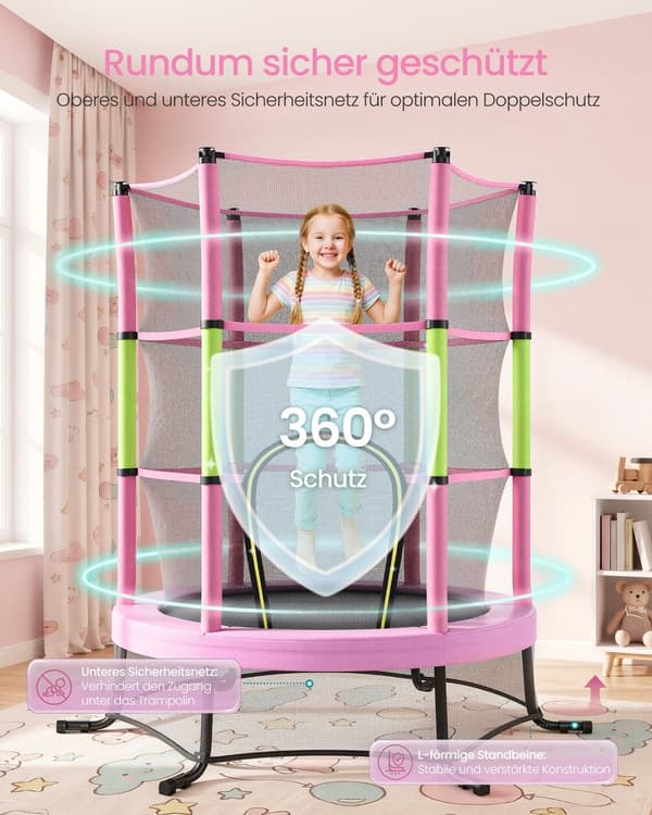 Trampolin, 174 cm, med sikkerhedsnet og kantbeskyttelse