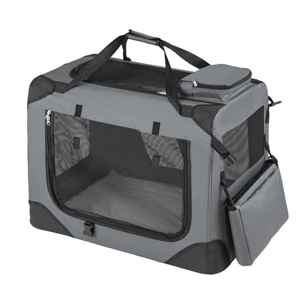 Sammenklappelig blød hundekasse 72x52,5x52,5 cm grå