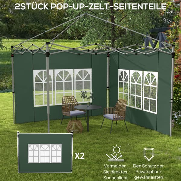 Pavillon Sidepanel Sæt, 295x195 cm, Grøn, Vandtæt Stof