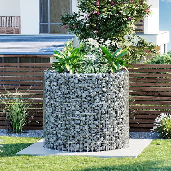 Dekorativ gabion, 90x80 cm, silver
