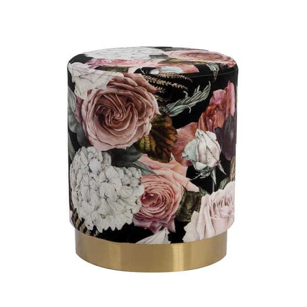 Fotpall LA PERLA 35x42 cm blommig sammet
