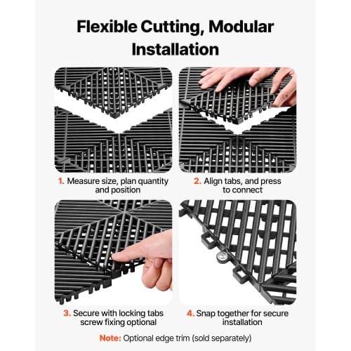 Dræningsgulvfliser 31x31 cm Sort PP materiale