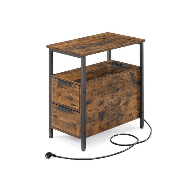Sidebord 60x35x60 cm Brun Sort træ stål