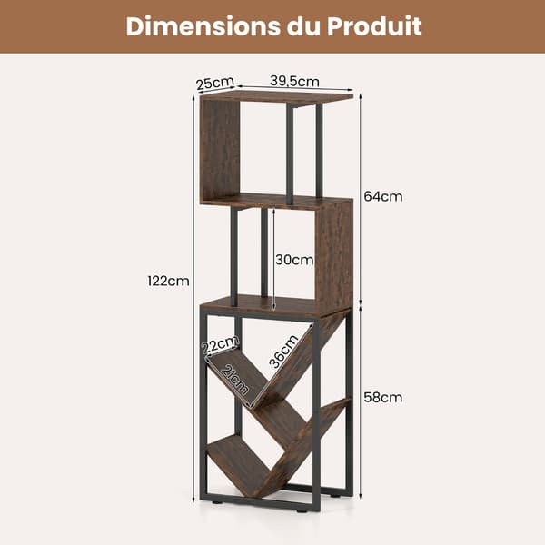 Bogreol 39,5x25x122 cm rustik brun