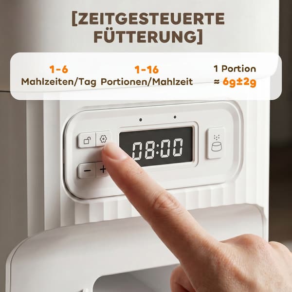 Automatisk kattefodrer med timer 2 rustfri stålfade 33x30,5x30 cm hvid
