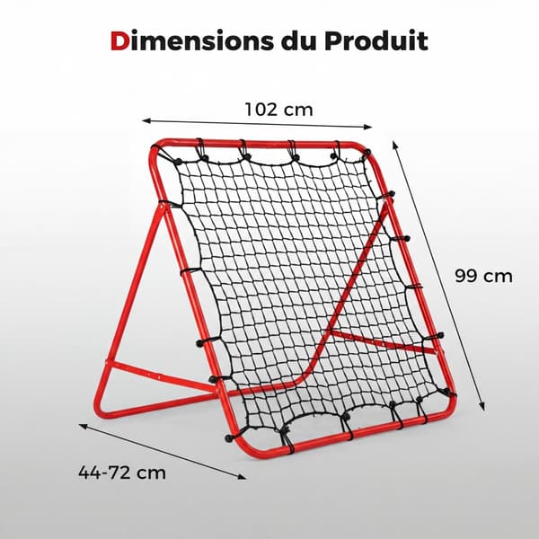Fodbold Rebound Net Foldbart 102x87x44-72 cm rød
