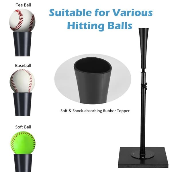 Baseball Batting Tee, 63-91 cm, Sort, Justerbart Træningsudstyr , Star