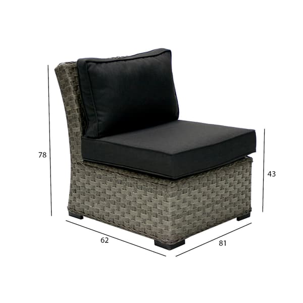 Soffa Geneva Armlös Modulsektion 62x81x78 cm Grå