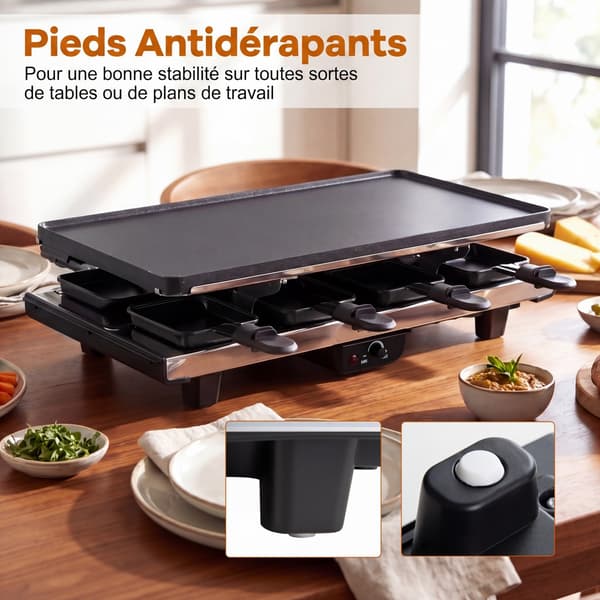 Raclette Grill 8 pander 48x24x12 cm sort