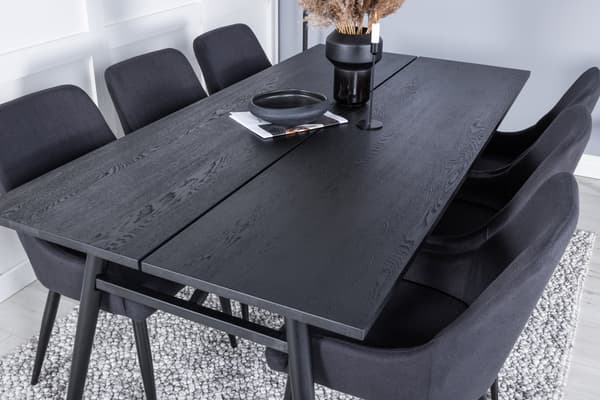 Spisebord og stole sæt 195x95 cm sort
