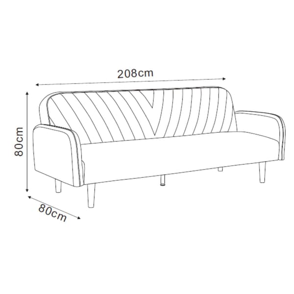 Vuodesohva KARIN 208x80x80 cm harmaa kangas