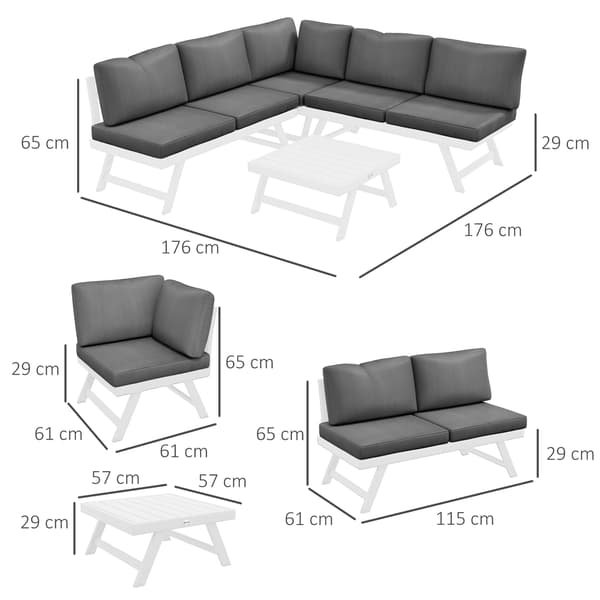 Utemöbelset, 115x61x65 cm, Grå