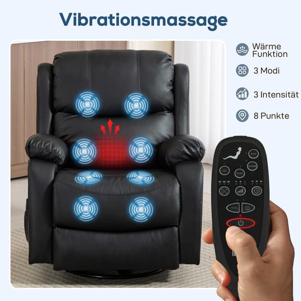 Massagestol, 97x92x104 cm, Sort, Kunstlæder