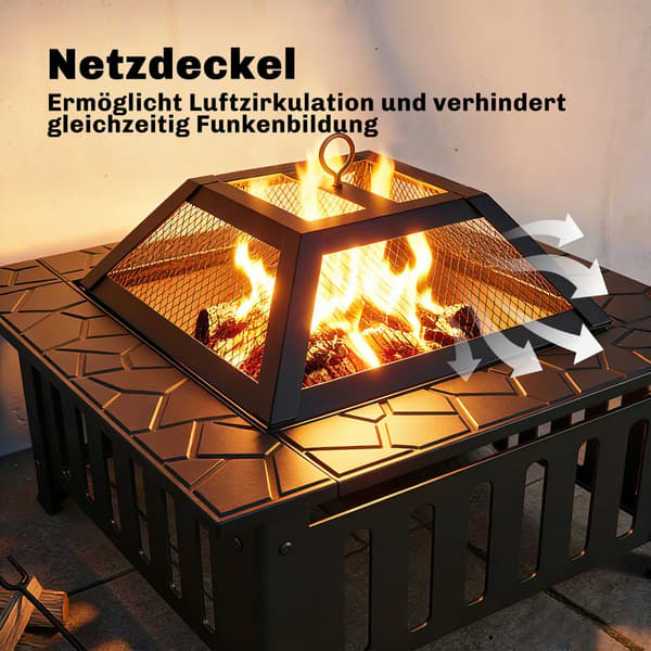Bålsted 67x67x47 cm Sort Stål