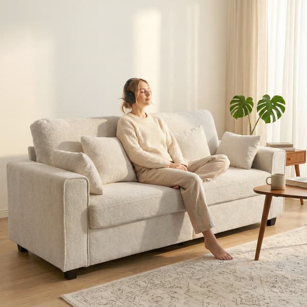 Soffa 3-sits 211,5x85x90 cm Beige sammetstyg