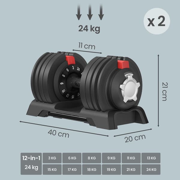 Hantlar 2 set, justerbar, 12-i-1
