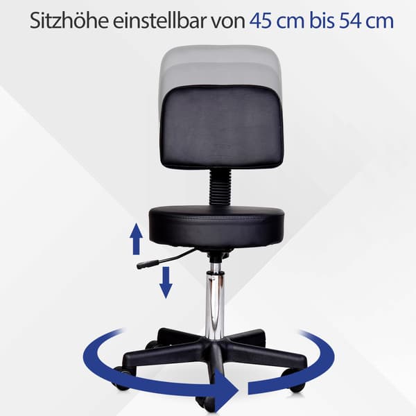 Drejestol, 35x72-84 cm, Sort