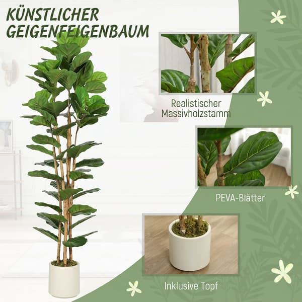 Kunstig Figenblad Figentræ 55x55x180 cm grøn